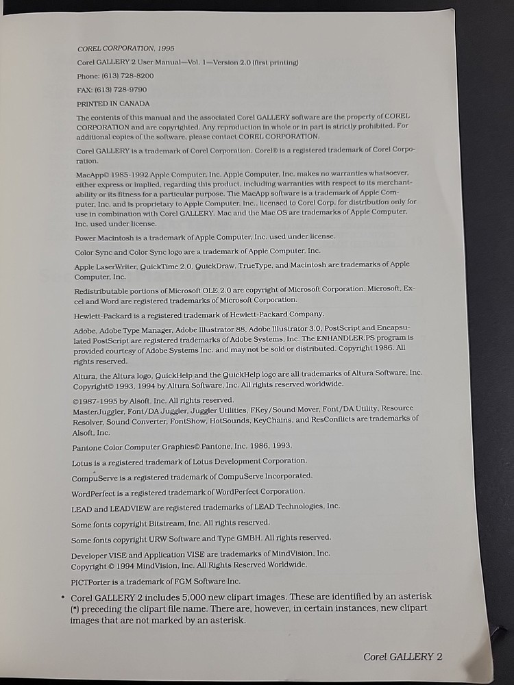 Corel Gallery 2 User Manual Rare