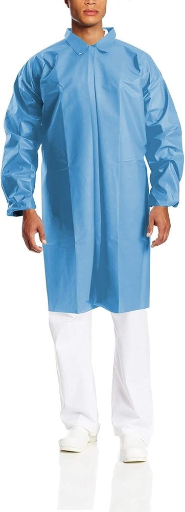 50-Pack XL Blue Disposable Lab Coats, Polypropylene with Hook & Loop