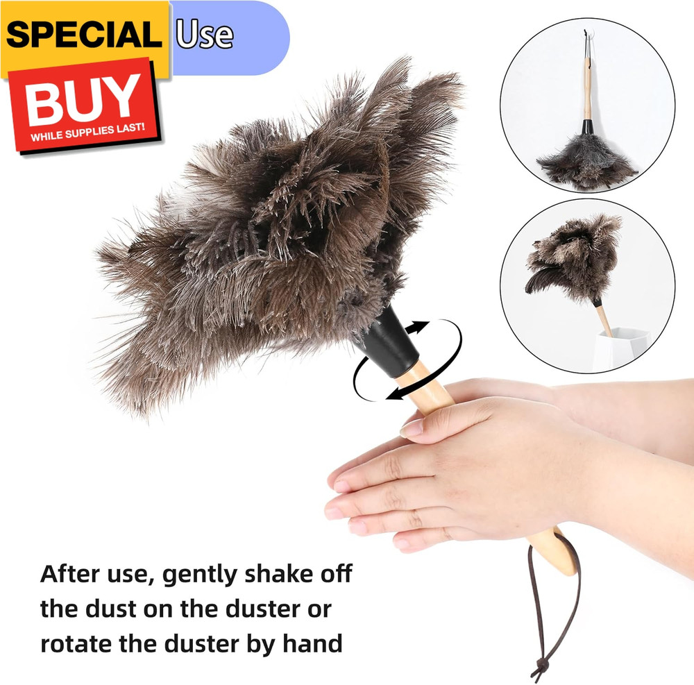 Ostrich Feather Duster - 14 inches Fluffy Handle Reusable Feather Duster 2pcs Cl