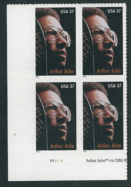Scott# 3936...37 Cent...Arthur Ashe...Plate Block
