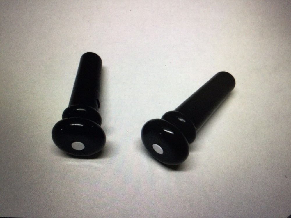 GUITAR STRAP END PINS-2-BLACK WITH WHITE DOT