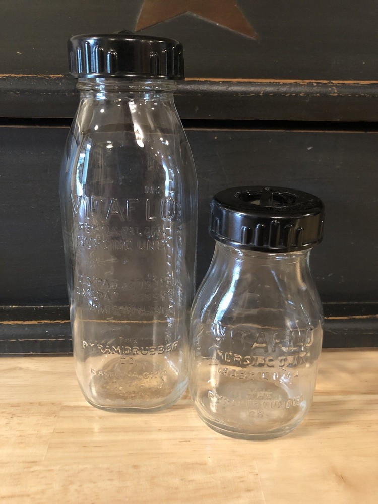 Vintage VitaFlo Glass Bottles W/ Lids