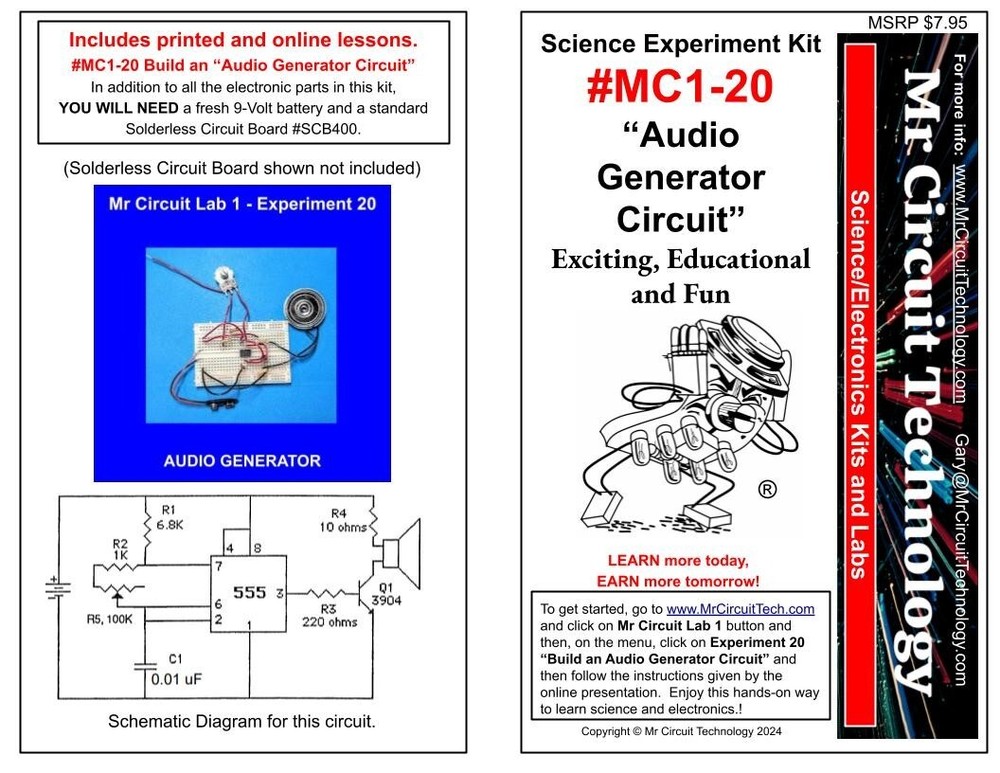 MC1-20 ** Mr Circuit Science ** Experiment Kit  -AUDIO GENERATOR