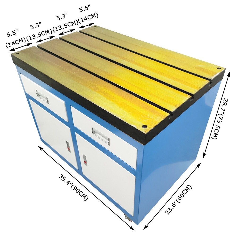 Tapping Machine Worktable Removable T-slot Table Fixed Base Storage Drawers