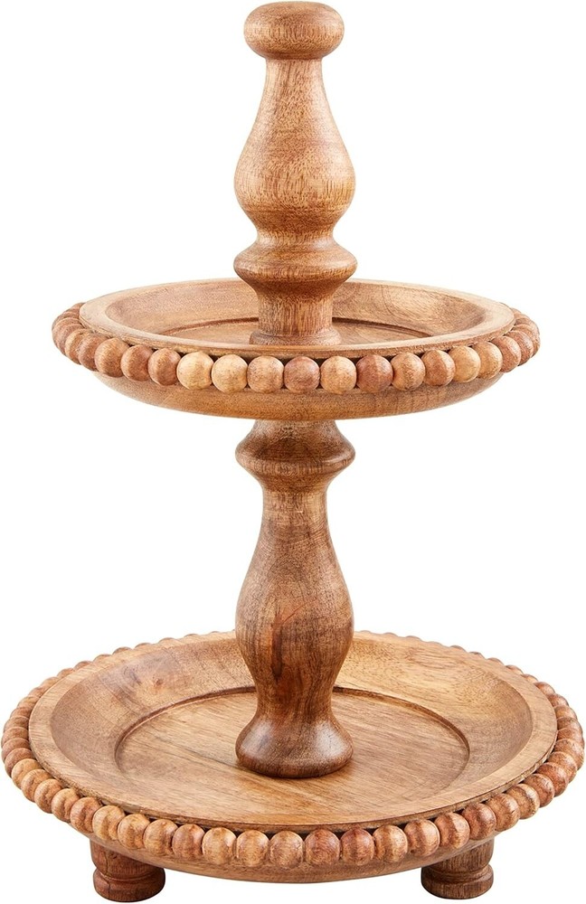 Mud Pie Mini Beaded Tiered Server, 12" x 8" dia