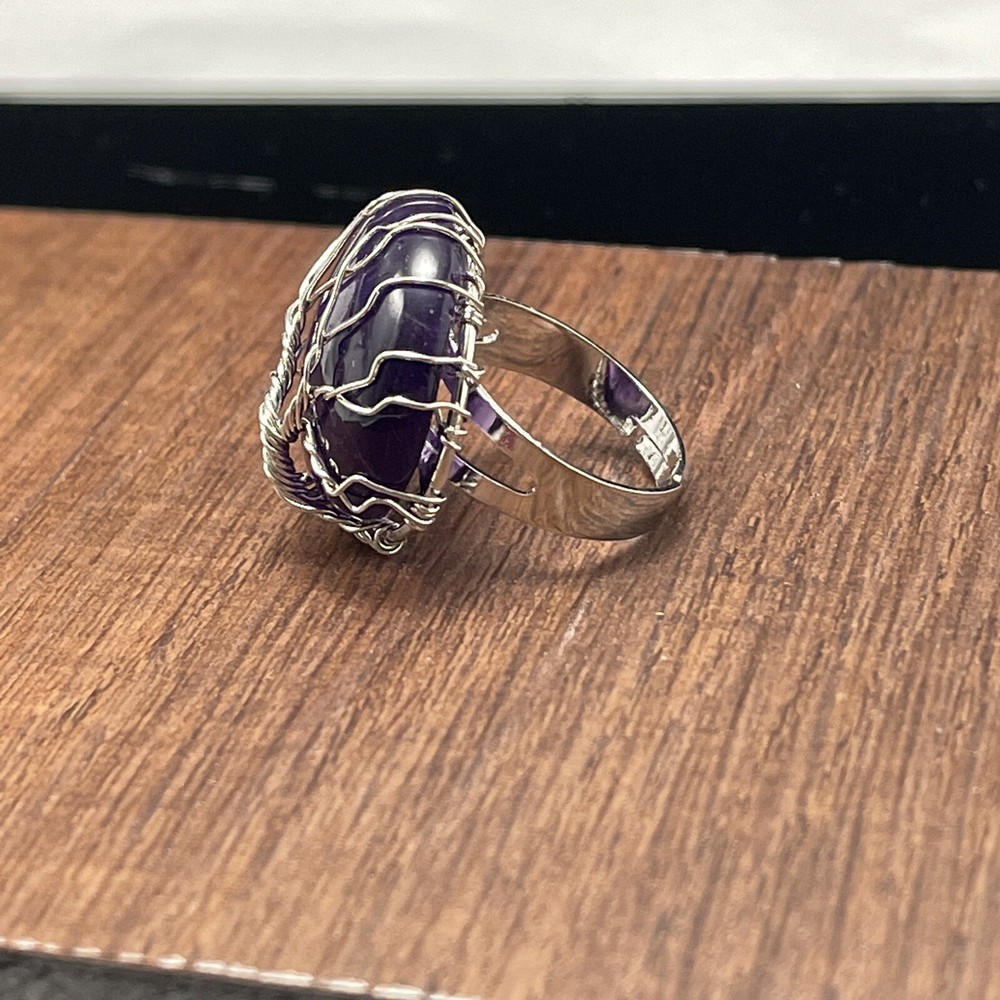Tree of Life wire wrapped ring Amethyst