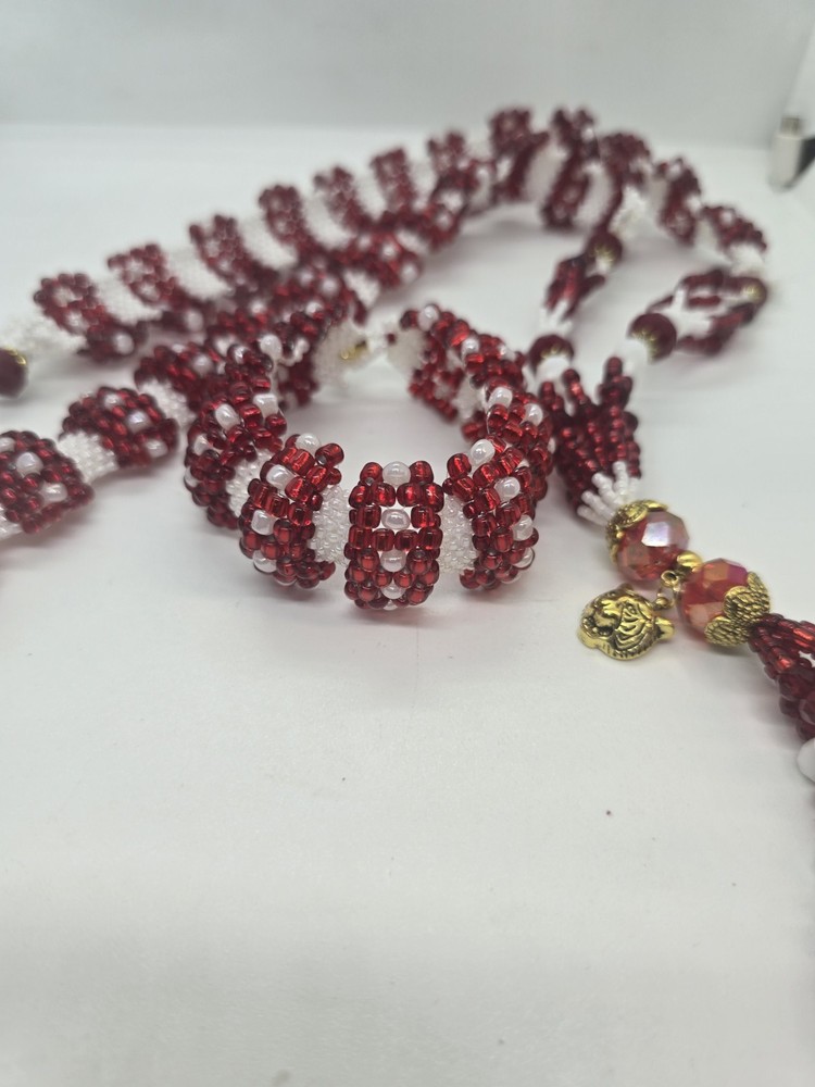 Set de collar e idde orisha Chango Deluxe Tejido