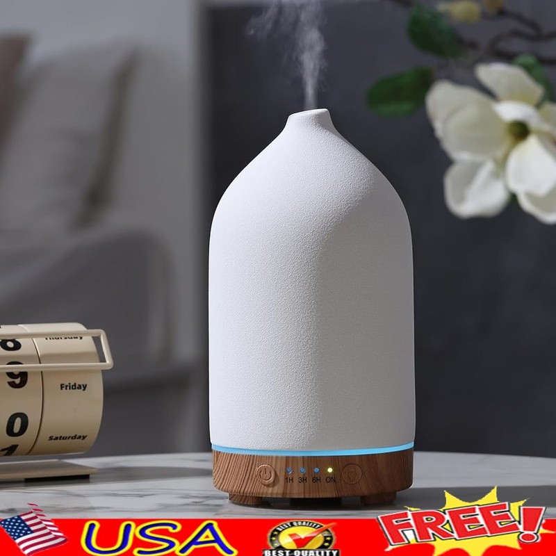 Ceramic Essential Oil Diffuser Ultrasonic Humidifier Auto Shut-Off LED Light New