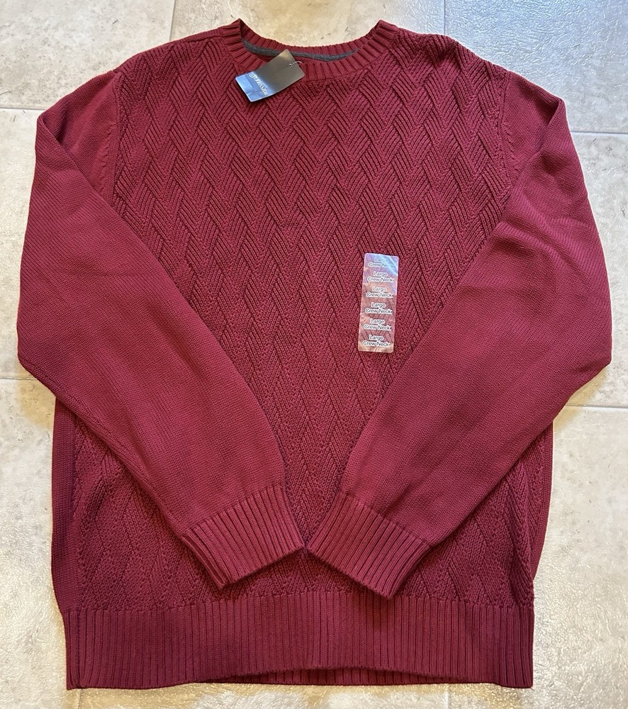 St John’s Bay Deep Wine Pullover Knit Sweater Men’s Large NWT