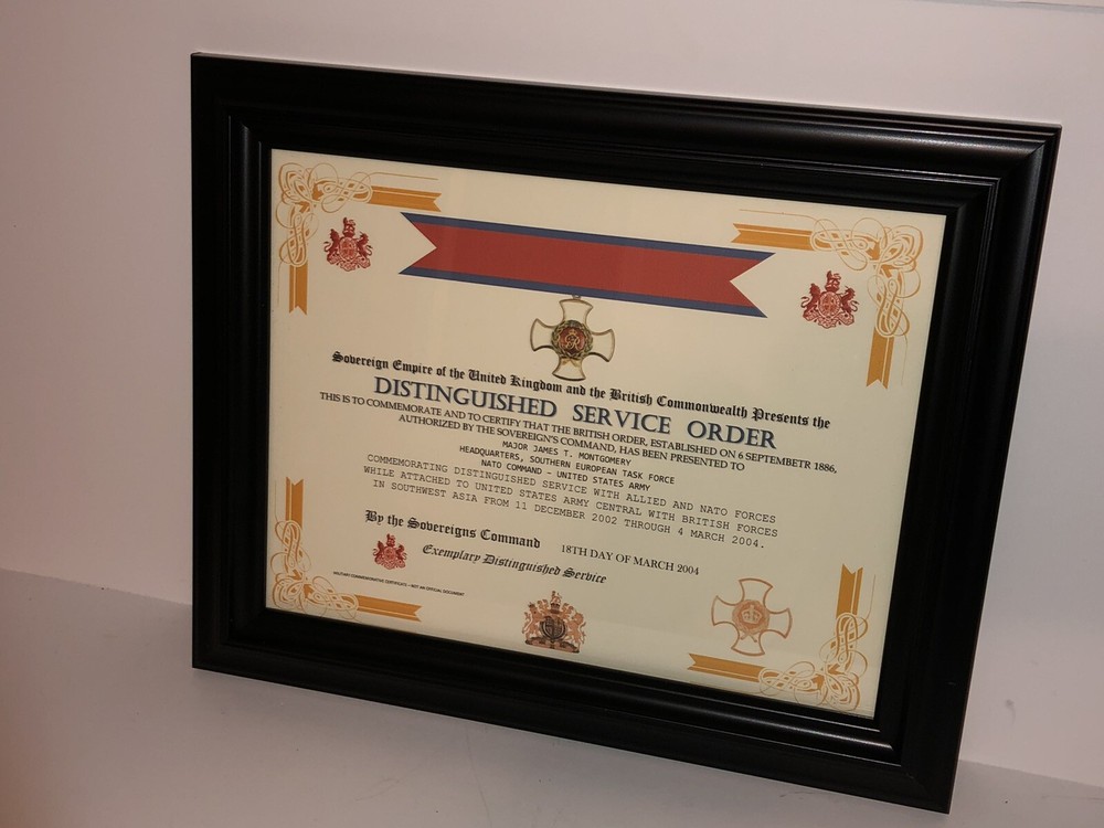 DISTINGUISHED SERVICE ORDER [UK] COMMEMORATIVE CERTIFICATE ~ Type 1