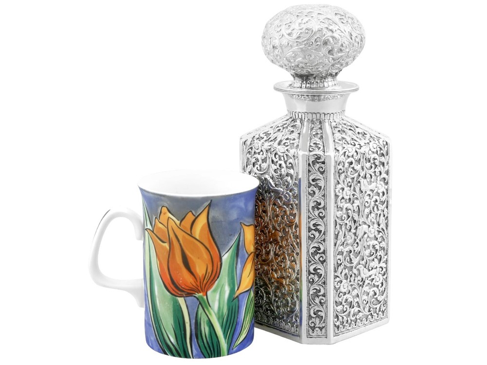 Antique Indian Silver Cologne Bottle Circa 1890