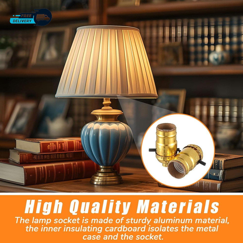 4 Pack UL Listed Lamp Socket with Push On/Off E26 Threaded Base