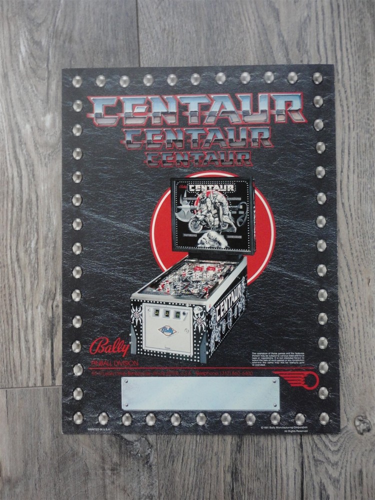Centaur Pinball Machine Flyer / Bally Original Brochure