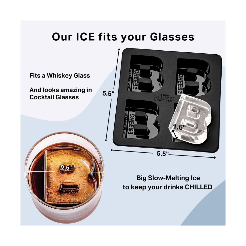 DrinksPlinks Letter B Ice Cube Mold - Custom Silicone Bourbon Ice C... Fast Ship