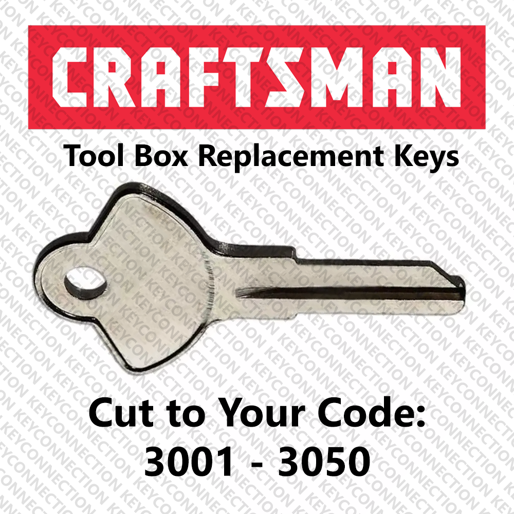 Craftsman Tool Box Replacement Key Cut to Code 3001 - 3050