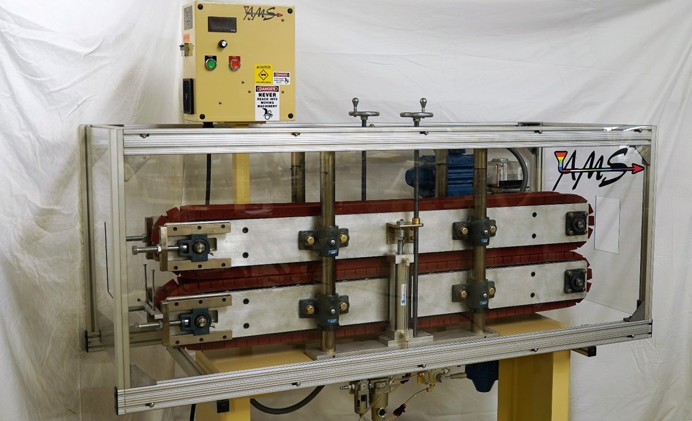 AMS 6" x 60" Plastic Extrusion Puller Dual Air Cylinder, 4 Post Setup