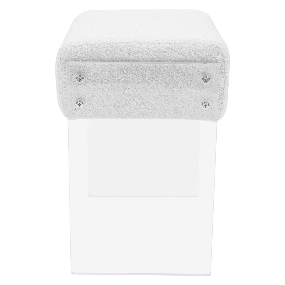 White Makeup Stool Chair with Cushion, Clear Modern Multifunctional Vanity Stool