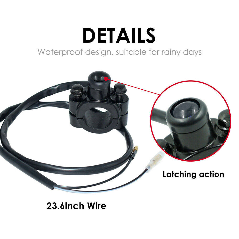 Motorcycle 7/8" Handlebar ATV Kill Switch ON OFF Push Button Headlight Fog Spot