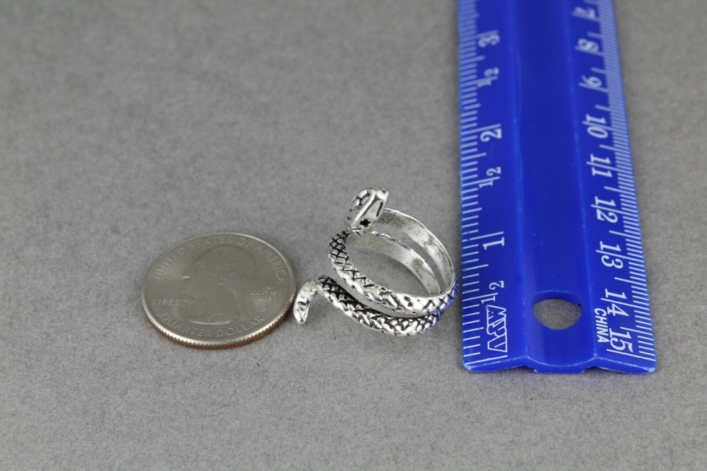 Silver snake ring asp cleopatra toga wrap serpent adjustable medusa statement