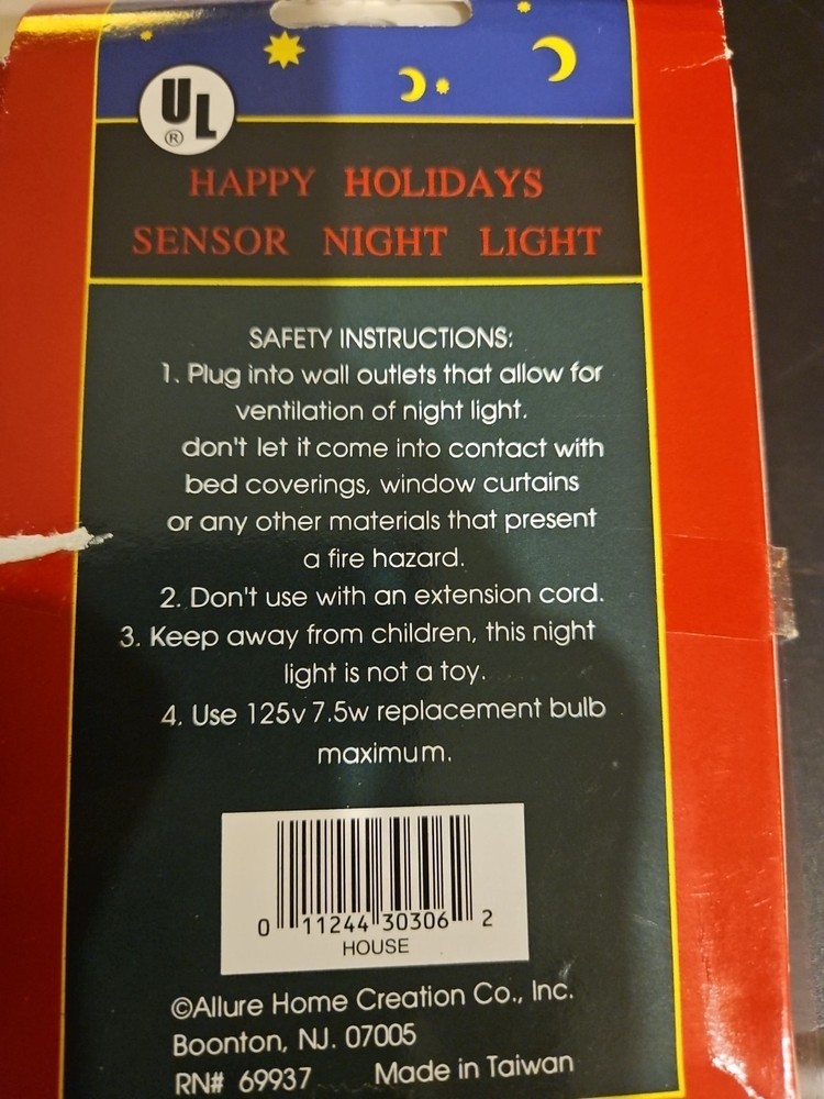 Happy Holidays Sensor Night Light