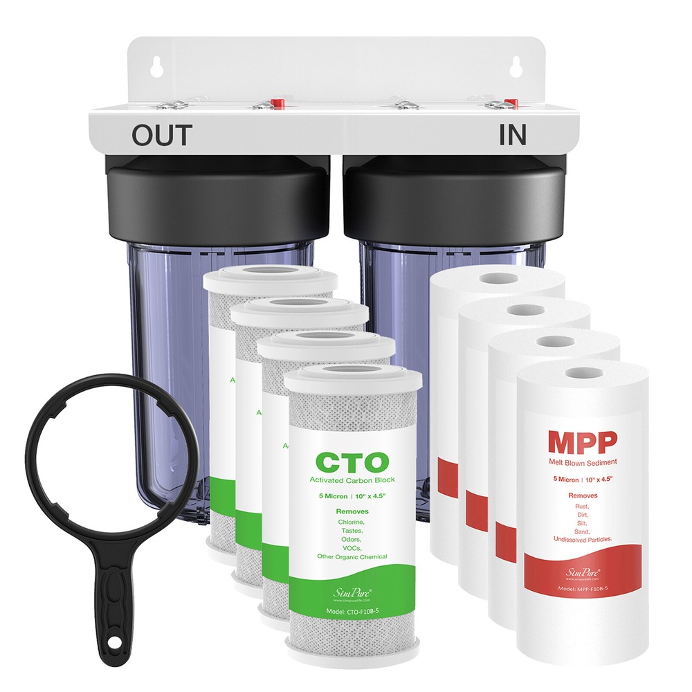 2-Stage Whole House Water Filter System 10"x4.5" Big Blue Clear Home Filtration