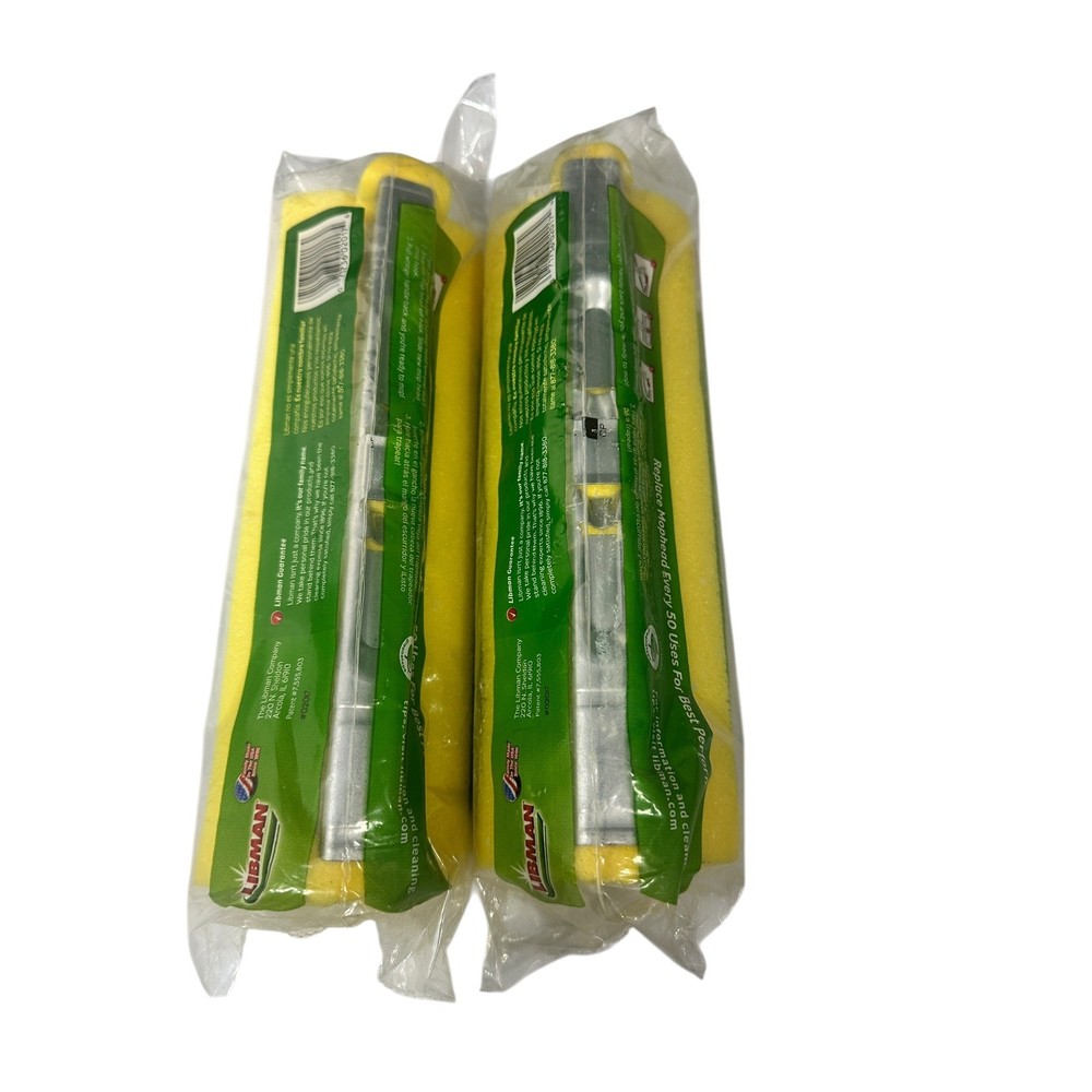 Libman Roller Mop Refill Yellow Tear-Resistant Sponge 2-Pack New