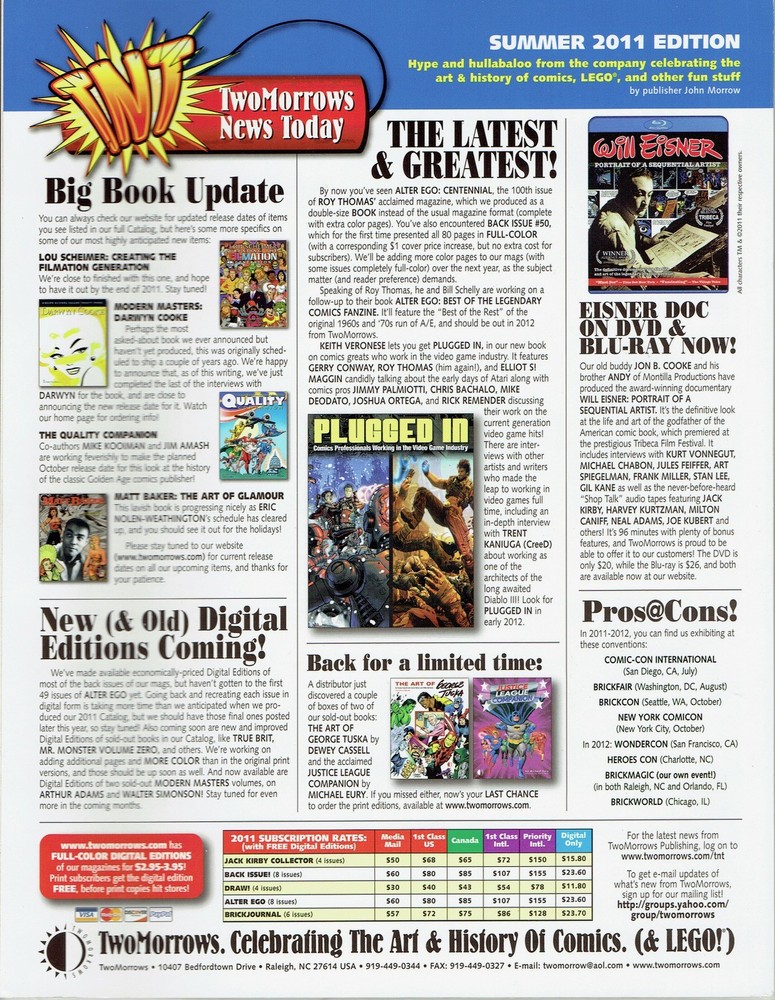 BACK ISSUE #50 NEAL ADAMS NEW!