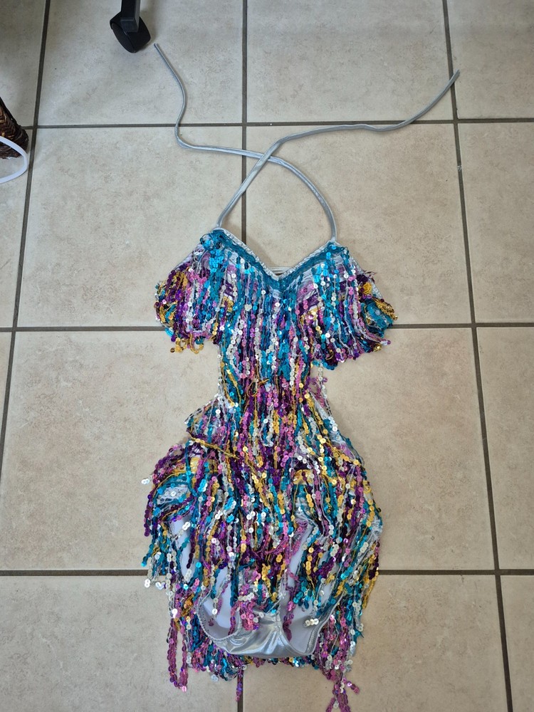 Multi colored sequined dance costume