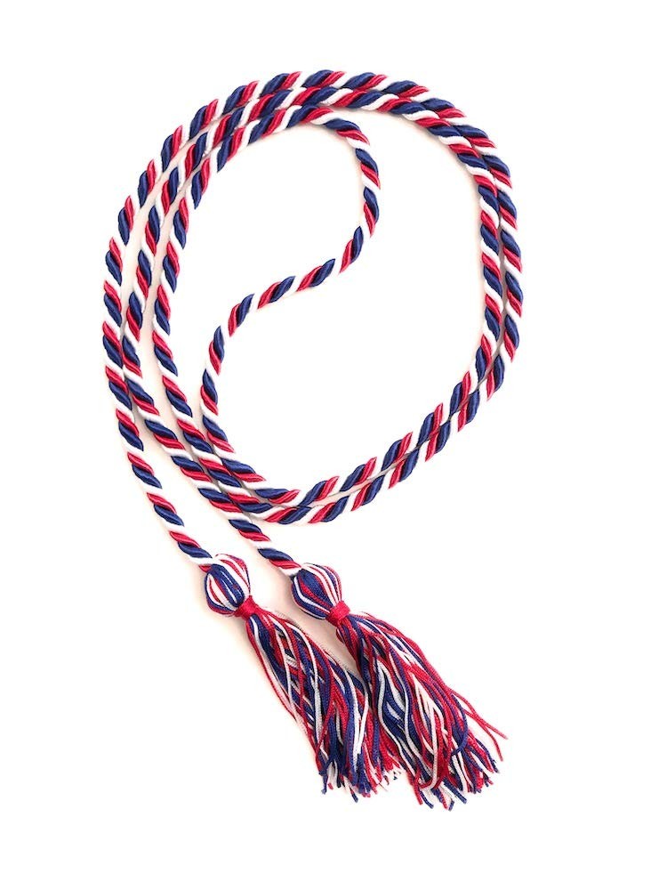 Graduation Honor Cords (Red, White, Royal one-size, Red, Blue