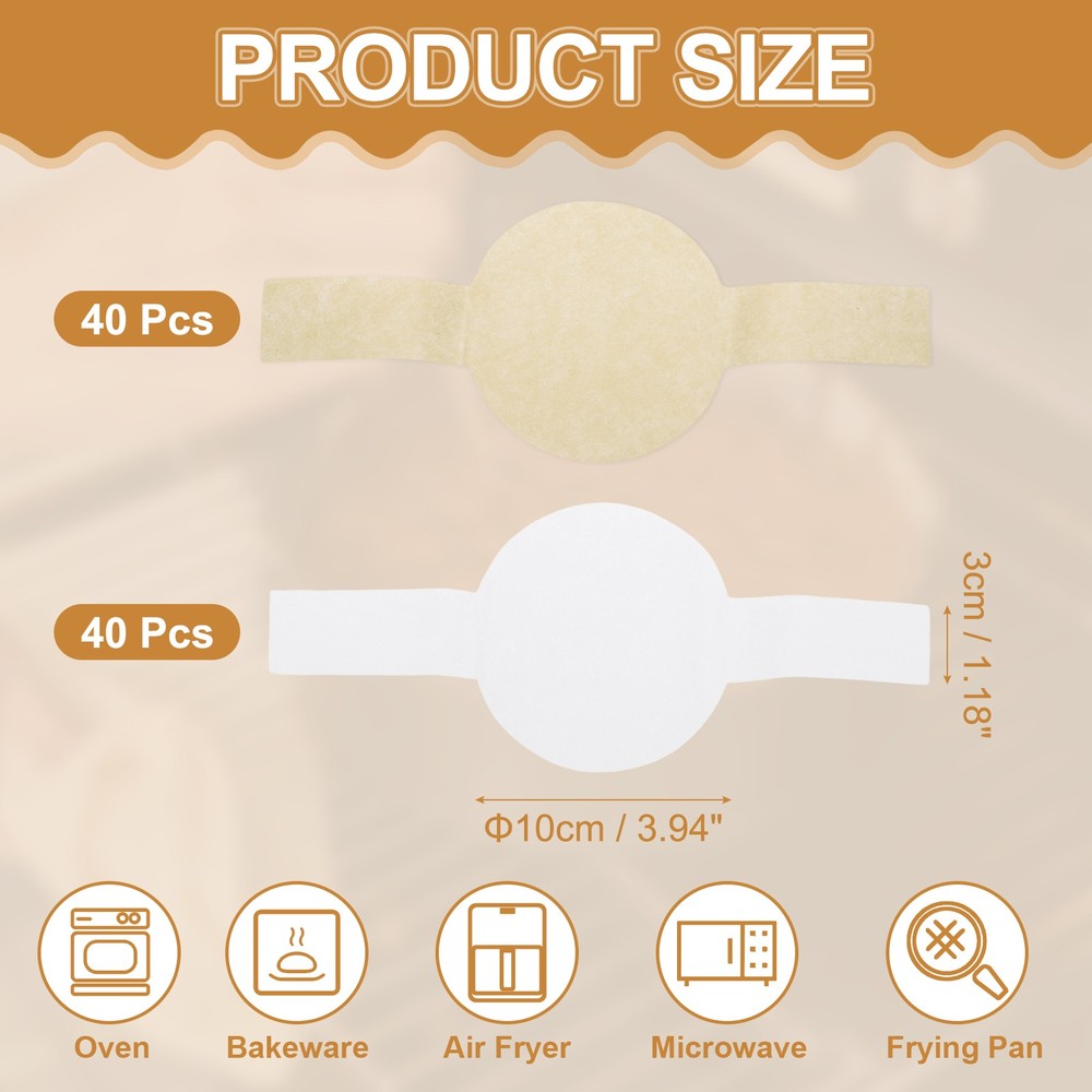80 Sheets Parchment Paper Rounds, 4" Circle Baking Sheets, White/Brown