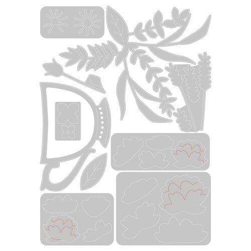 Sizzix "Tea Time" by Olivia Rose Cup Flowers Thinlits Dies- 665806 MSRP $25
