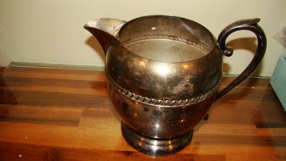 Sheridan Silver Co Silver On Copper Water Pitcher 6.5" Vintage