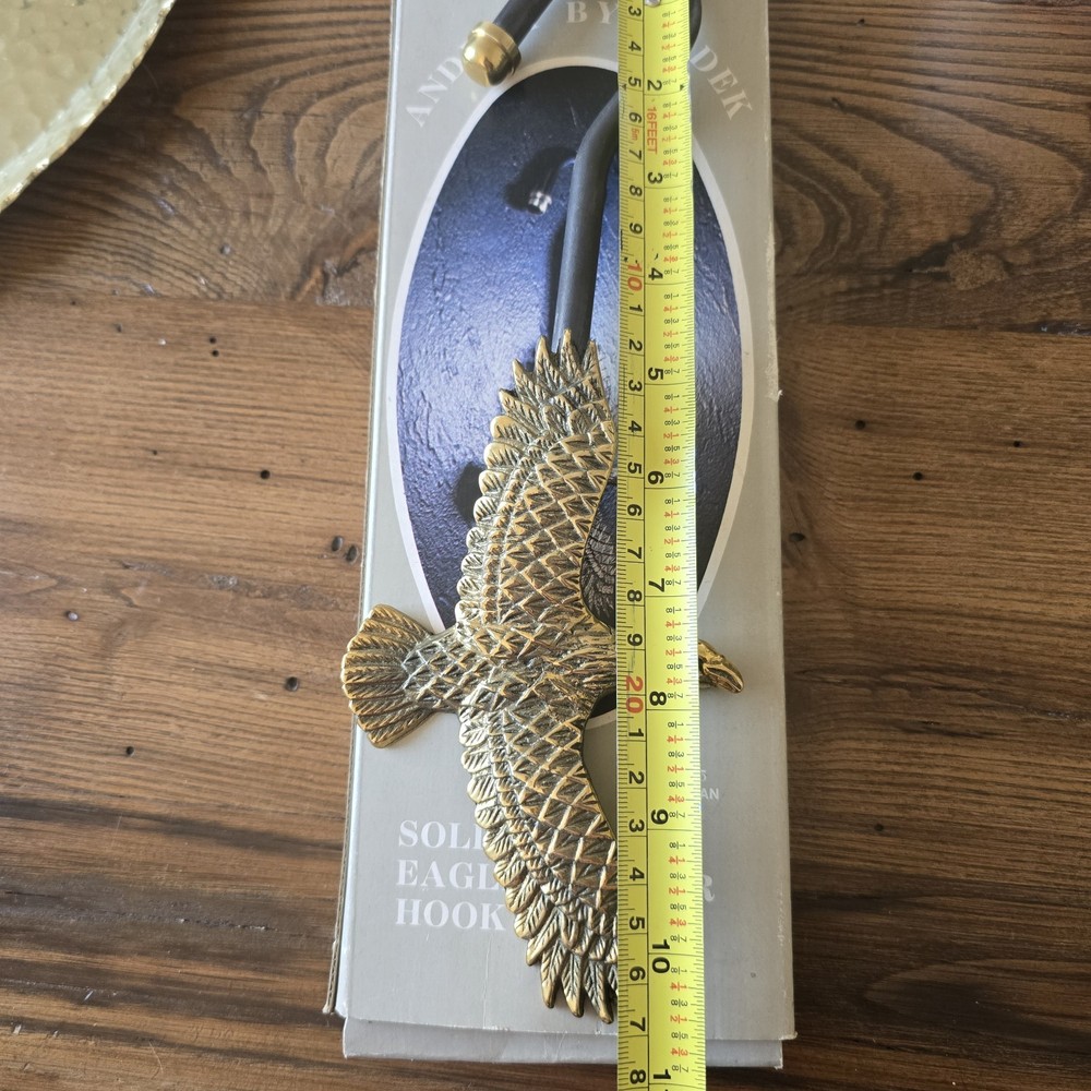 Vintage Solid Brass Eagle Damper Fireplace Hook Andrea Sadek NOS