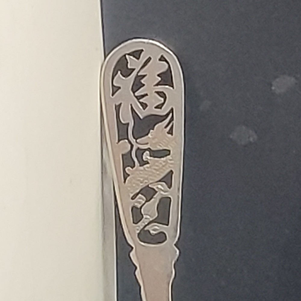 Silver Dragon Ornate Tea Spoon Taiwan Vintage Marked Silver
