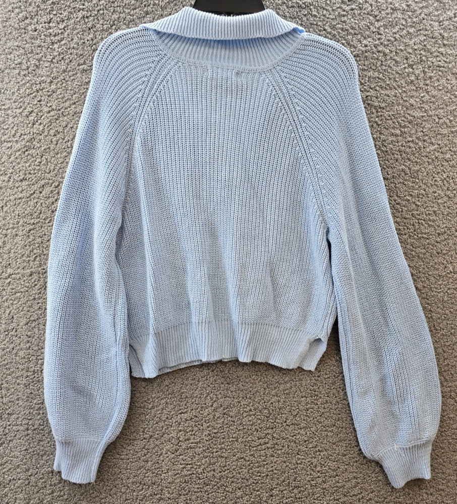 No Comment Kennedy Snap Button Sweater Juniors L Cashmere Blue Pullover L/S