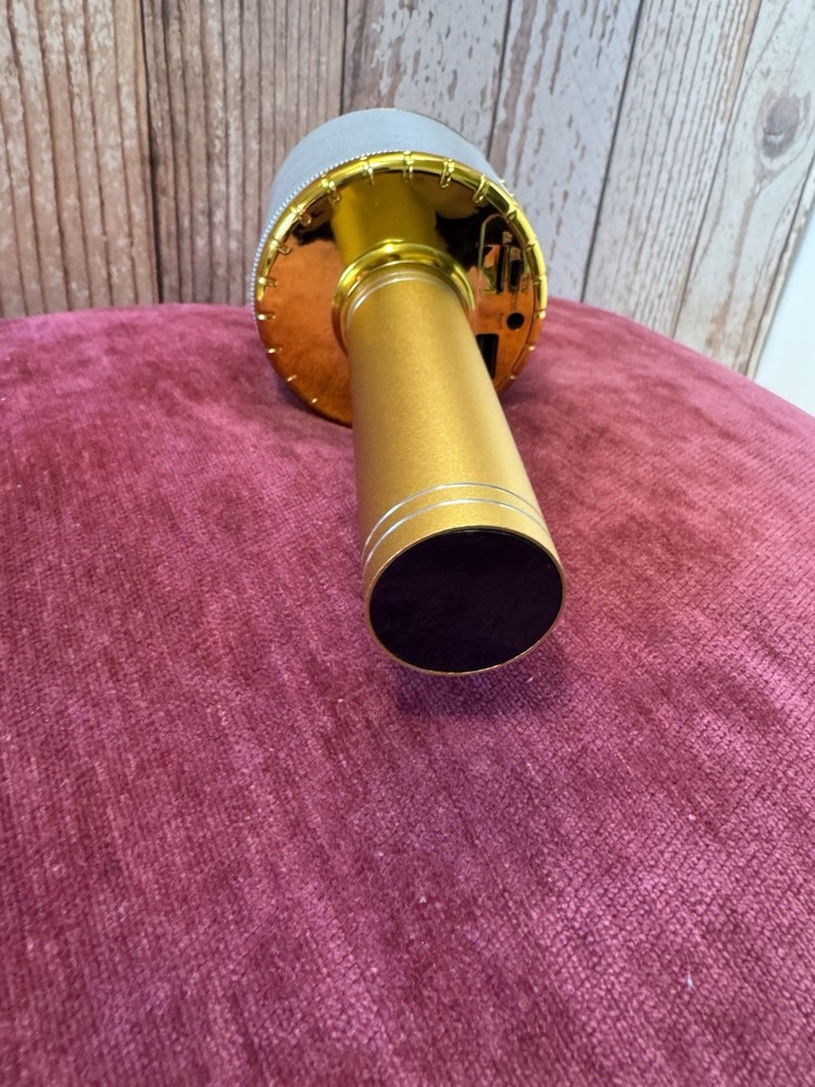 Gold Wireless Bluetooth Karaoke Microphone USB Charging Handheld with Controls