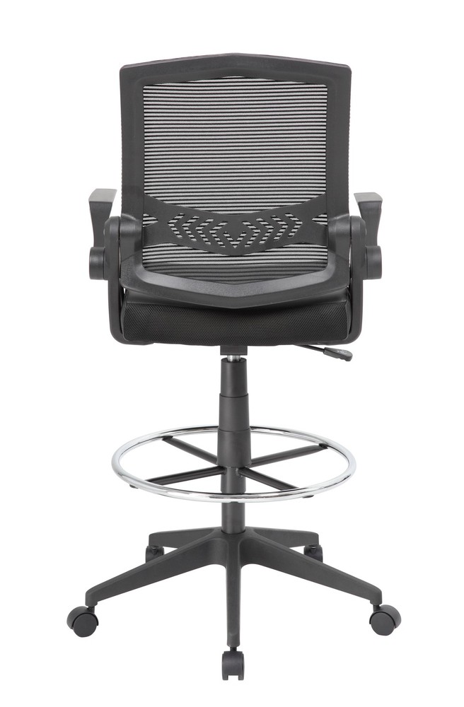 Boss Mesh Drafting Stool w/ Flip Arms MODEL # B16223-BK