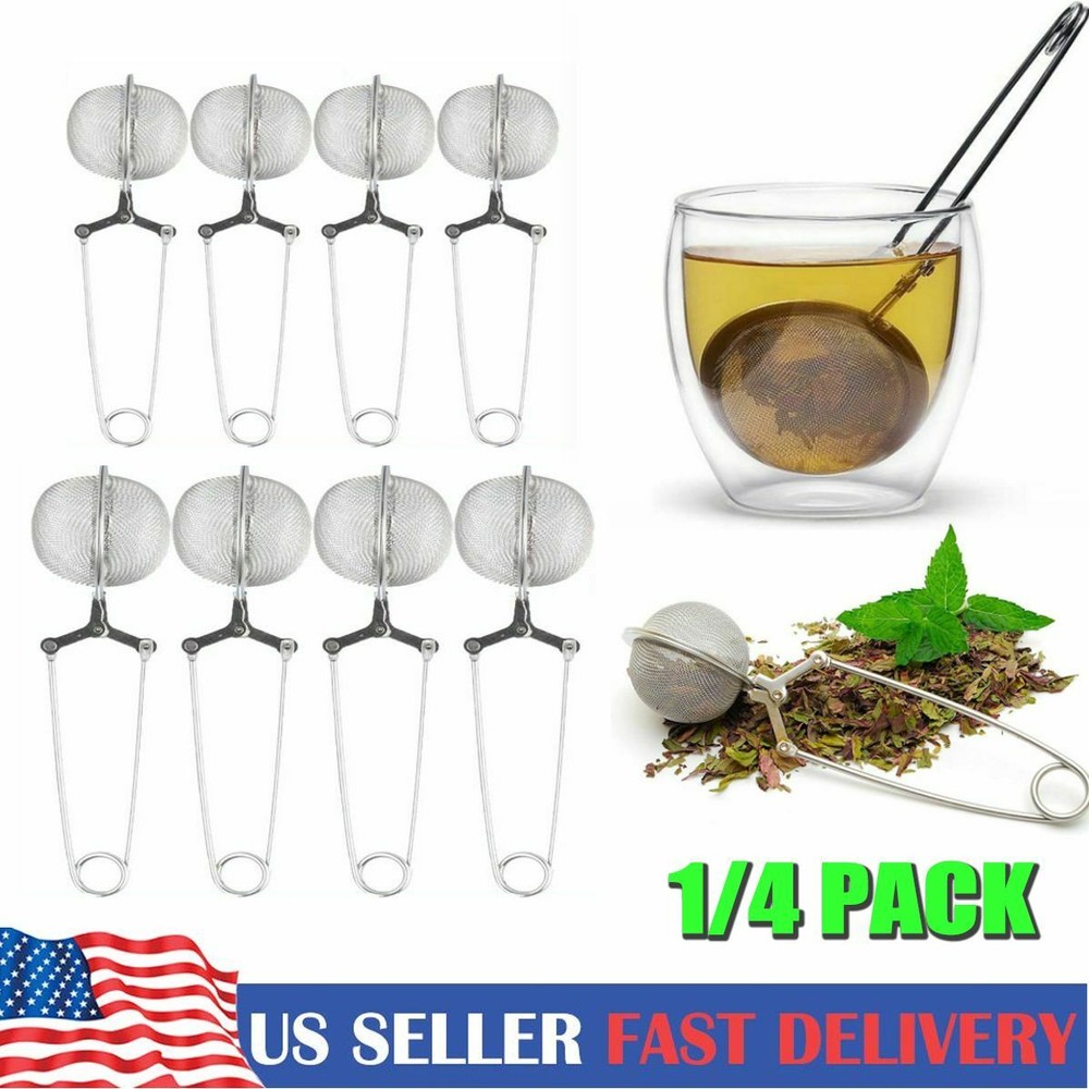Tea Mesh Stainless Steel Strainer with Handle (4 Pack) Ball Shape Tea Infuser US