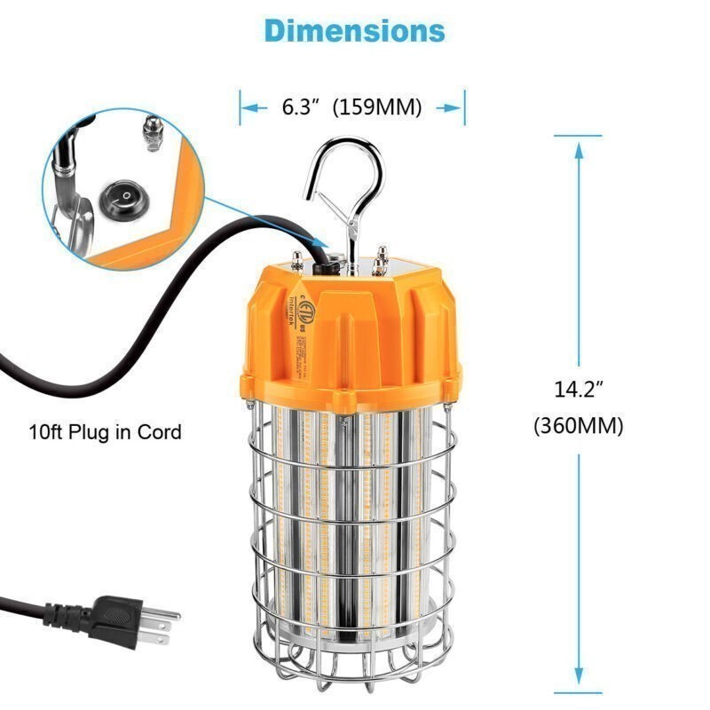 150W LED Temporary Work Light Light Construction Hanging Lamp 5000K Bright Light