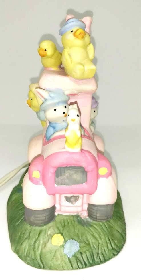 Pink Train Easter Bunny Porcelain Night Light