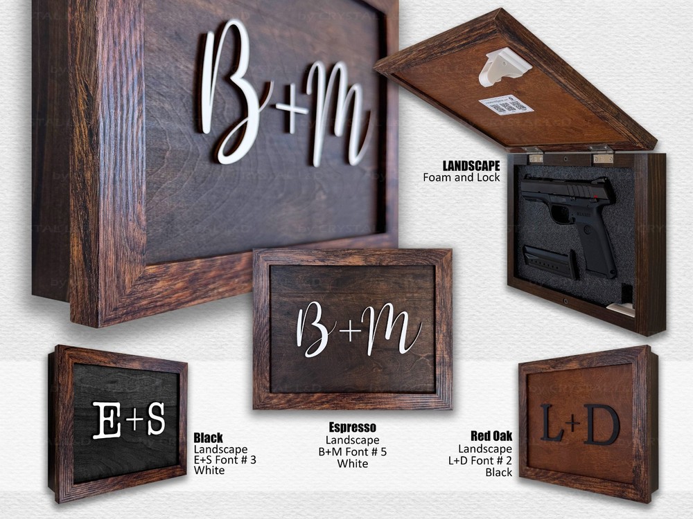 Hidden Gun Storage Wall Art – Personalized Concealment Case with 3D Initials