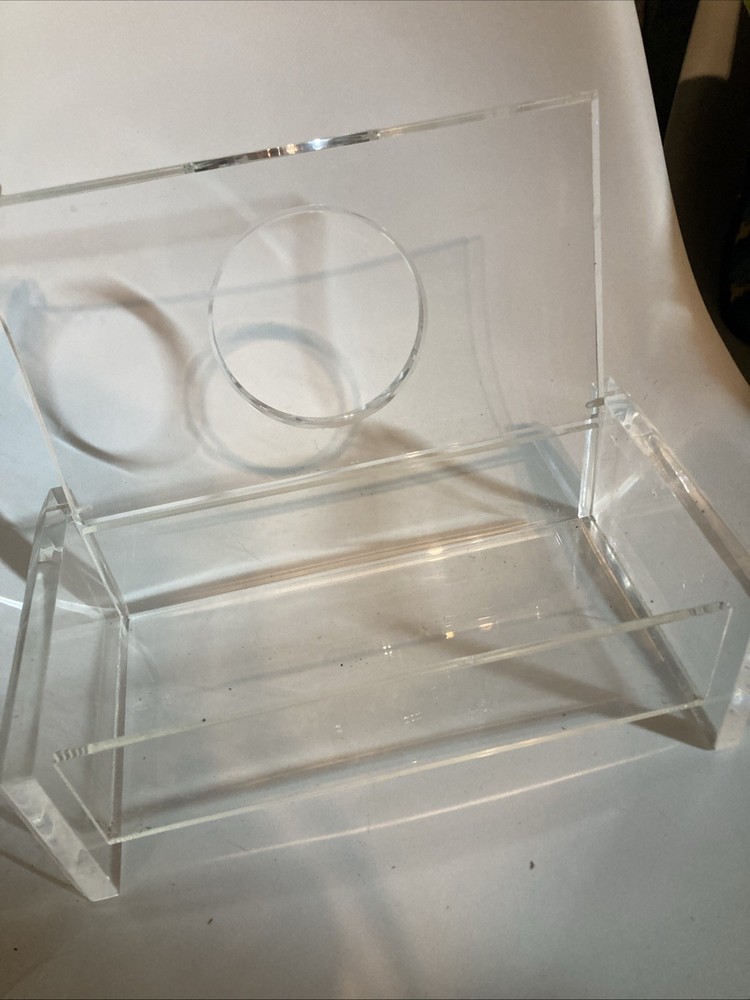 Mid Century Lucite Tissue Box Hinged Top. EUC