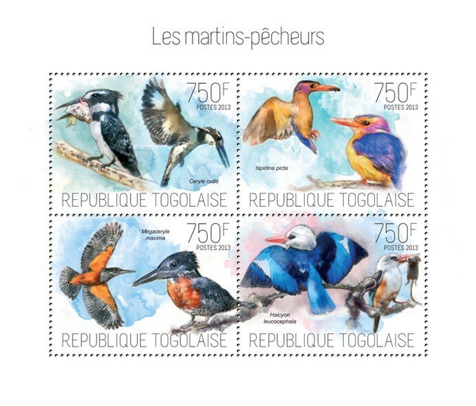 2013 TOGO MNH. KINGFISHERS   | Y&T Code: 3545-3548  |  Michel Code: 5326-5329