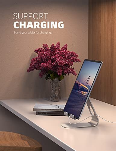 Tablet Stand, Adjustable Tablet Holder - Desktop Stand Dock Holder 1-Silver