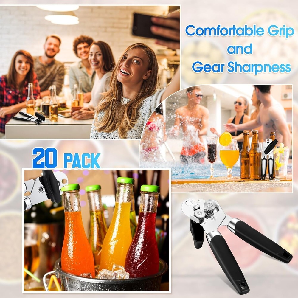 20 Pcs Manual Can Opener with Sharp Blade Smooth Edge Multifunctional Kitchen...