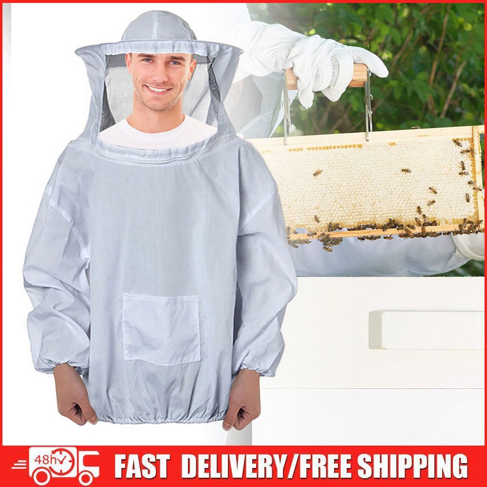 Beekeeping Jacket Veil Bee Keeping Suit Hat Pull Over Smock Protective Equipment