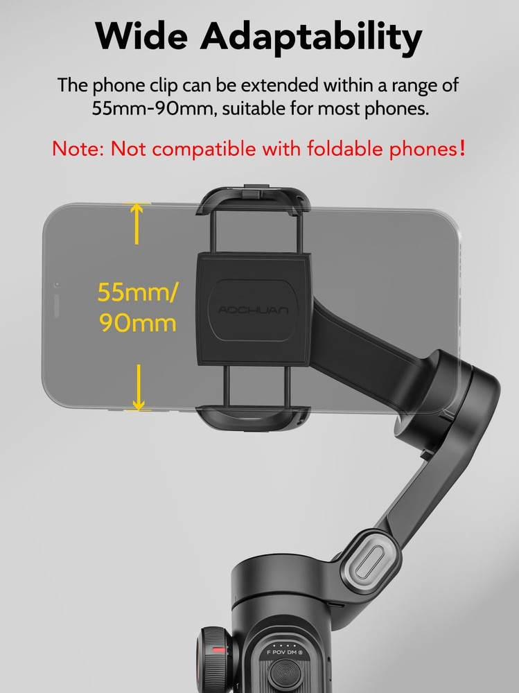Phone Gimbal Stabilizer 3-Axis Smartphone Foldable Handheld Gimbal for iPhone...