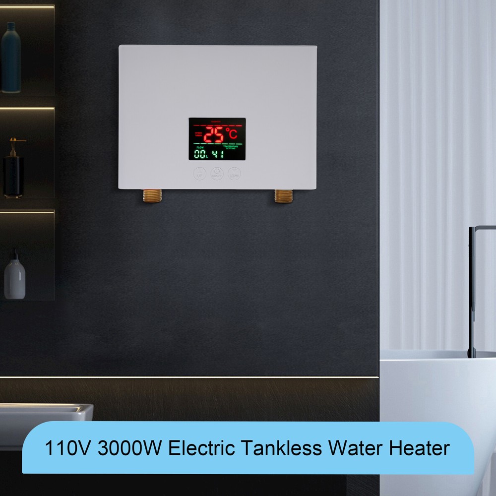 110V Kitchen Electric Hot Tankless Water Heater Shower Instant Boiler Bathroom