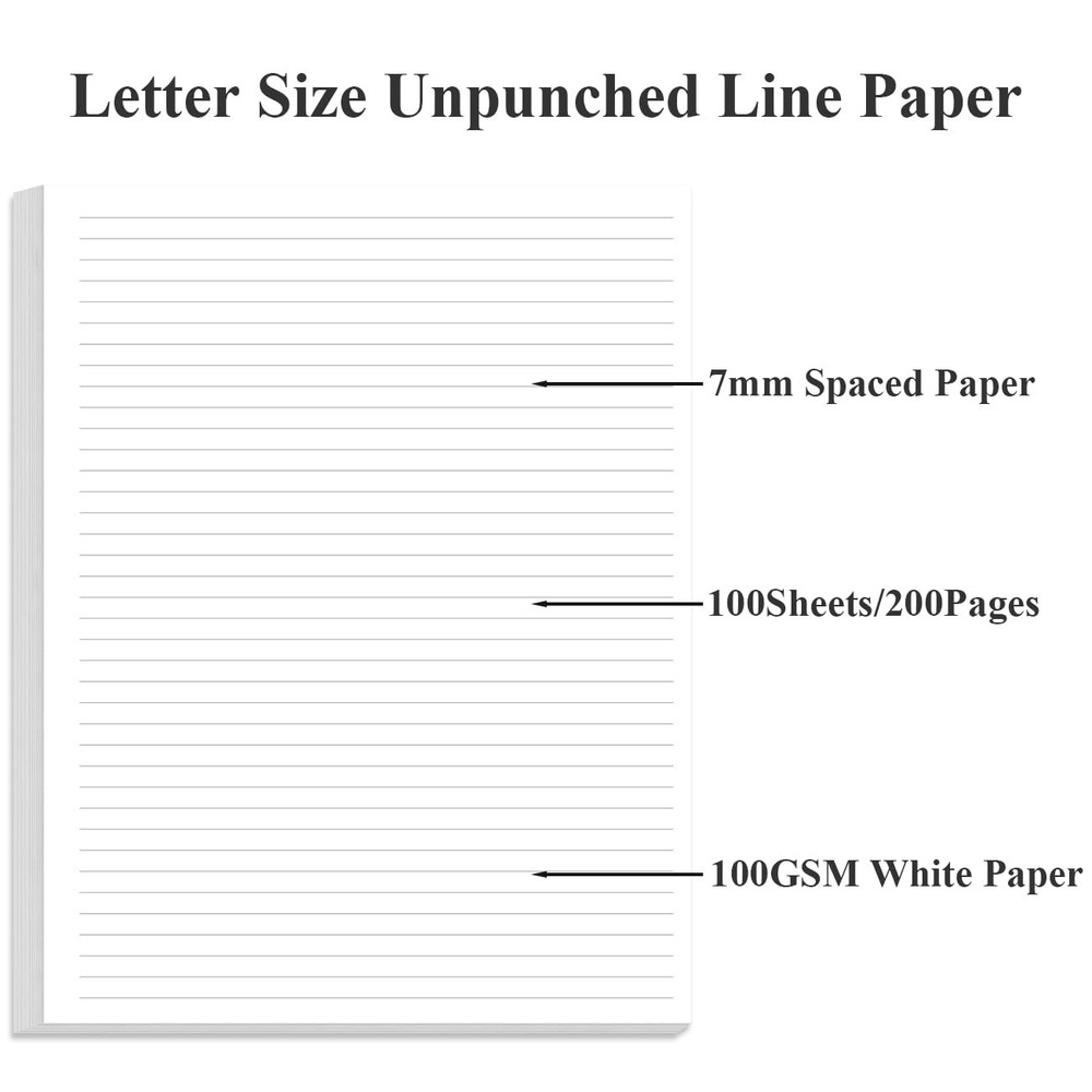 (2-Pack) Unpunched Line Paper - 200 Sheets/400 Pages Loose 200 Sheets, White