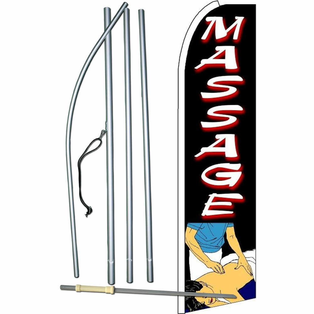 Massage Flag Flutter Feather Banner Swooper Advertising Bundle Kit COMPLETE